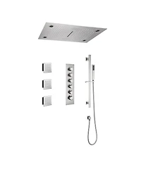 64 Color Luxury Led Shower System with Handheld Shower Shower Faucet Set with Side Body Sprayer Ceiling Rain Shower Head, Brushed Nickel