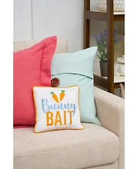 10" x 10" Easter "Bunny Bait" Embroidered Small/Petite Spring Themed Accent Throw Pillow