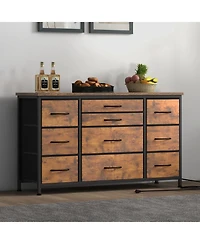 gaomon Dresser for Bedroom 55''Tv Stand with Power Outlet & Led Wide Dresser with 10 Large Drawers