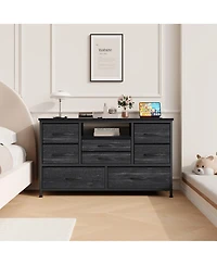 gaomon Tv Stand Dresser for Bedroom with 8 Fabric Drawer & Power Outlet