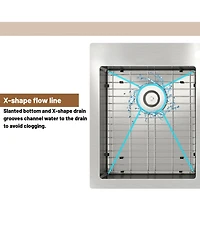 Casainc 33inch L x 22inch W Double Basin Drop-in Kitchen Sink with Accessories