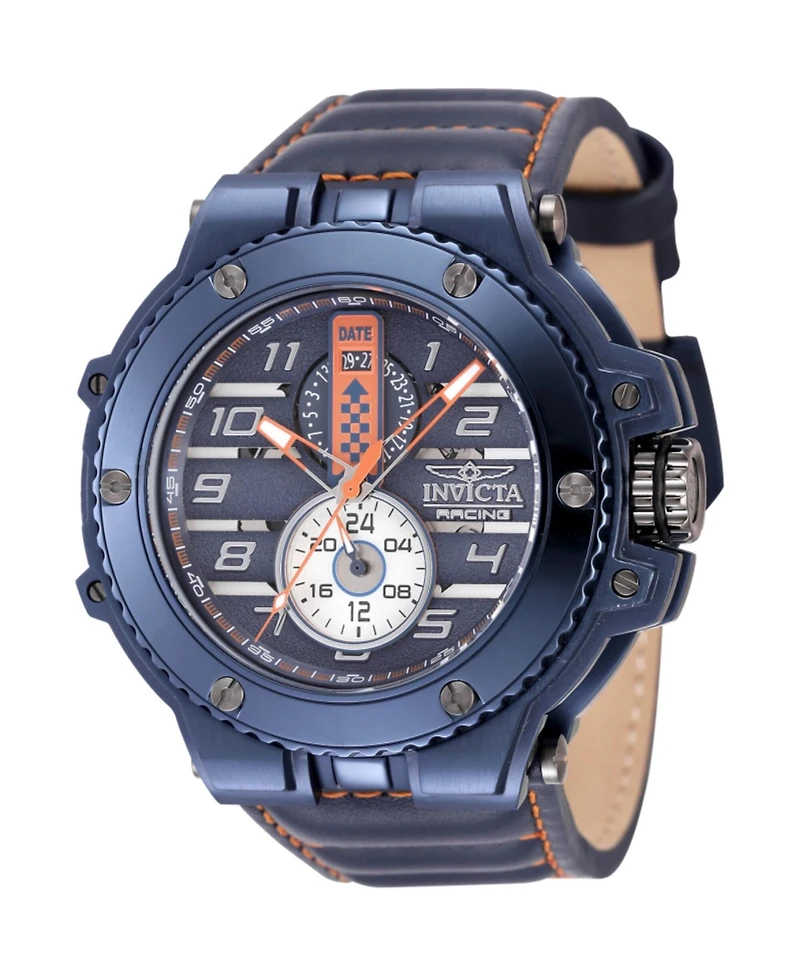 Invicta Men's 47382 Racing Quartz Multifunction Orange, Silver, Blue Dial Watch