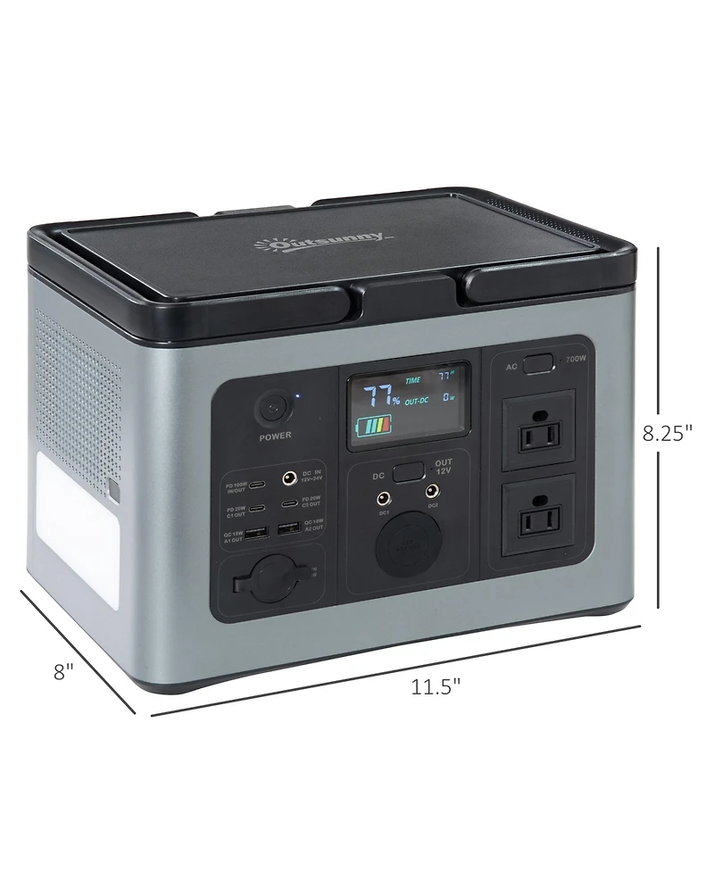 Outsunny Portable LiFePO4 Power Station with Tabletop Surface