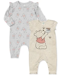 Disney Baby Winnie-the-Pooh Long-Sleeve Coverall & Short-Sleeve Romper, 2 Pack