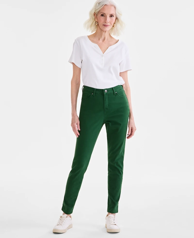 Style & Co Women's Mid Rise Curvy-Fit Skinny Twill Pants, Created for Macy's