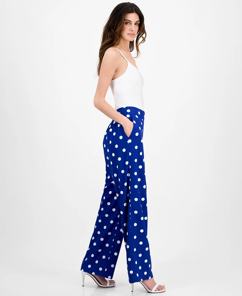 Anne Klein Women's Printed Pull-On Wide-Leg Pants