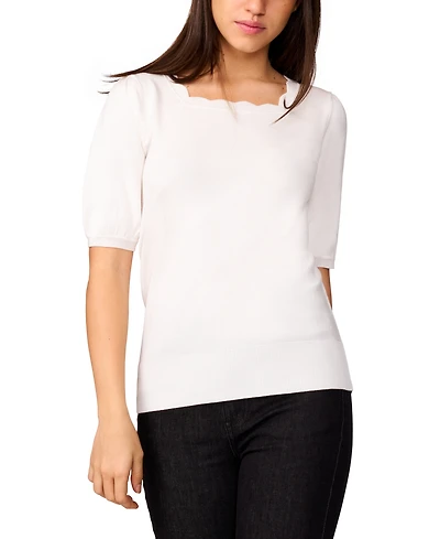 Melissa Paige Women's Scalloped Short-Sleeve Sweater