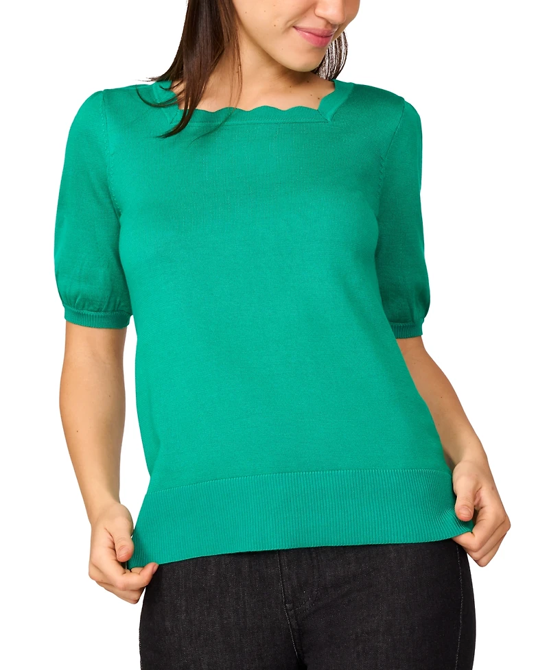 Melissa Paige Women's Scalloped Short-Sleeve Sweater