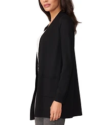 Melissa Paige Petite Cable Trim Open Front Cardigan Sweater