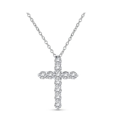 Bling Jewelry Necklace Minimalist Sterling Silver Cross Pendant with Cubic Zirconia