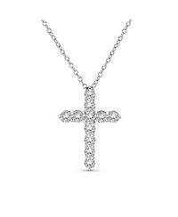 Bling Jewelry Necklace Minimalist Sterling Silver Cross Pendant with Cubic Zirconia