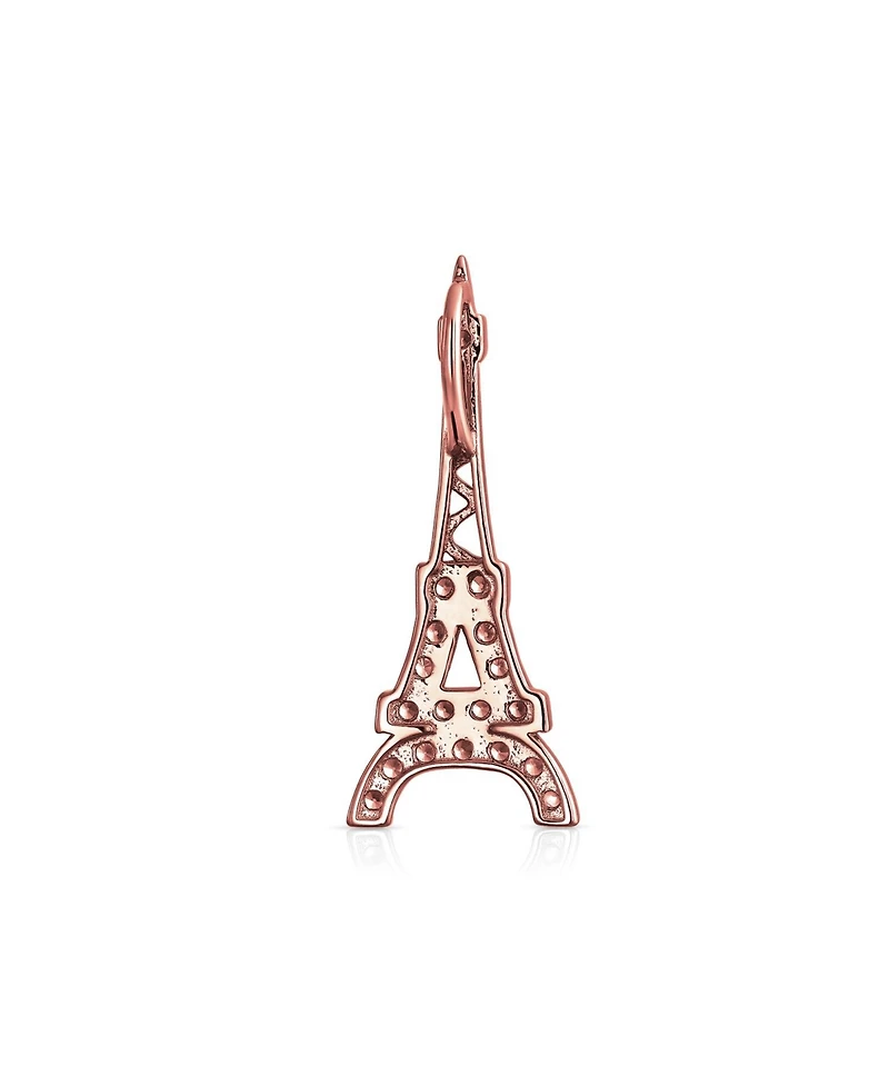 Bling Jewelry Eiffel Tower Pendant Necklace with Cubic Zirconia Pave on Sterling Silver
