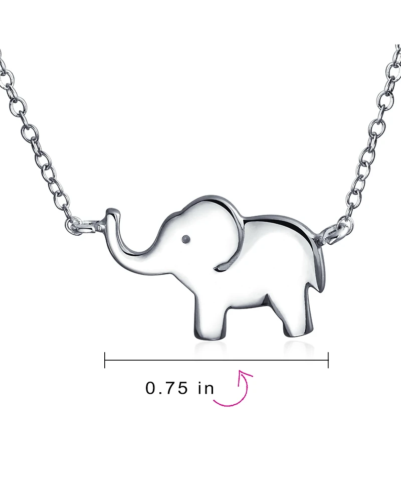 Bling Jewelry Simple Lucky Elephant Pendant Necklace in Sterling Silver Good Luck