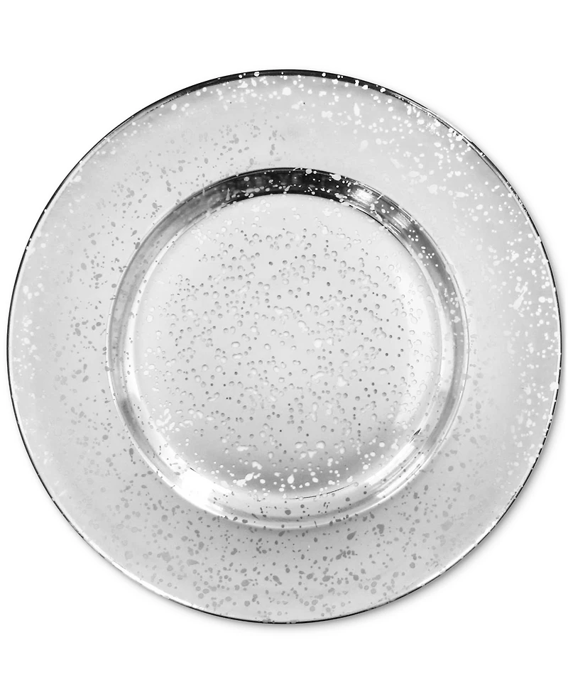 American Atelier Speckled Silver Glass Charger Plate 13", Set of 4