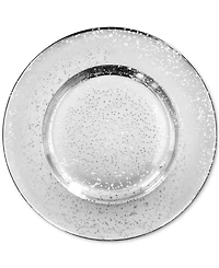 American Atelier Speckled Silver Glass Charger Plate 13", Set of 4