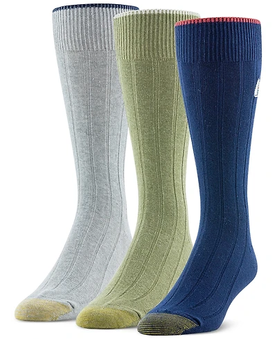 Gold Toe Men's Hampton Embroidered Crew Socks- 3-pack