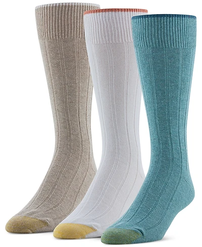 Gold Toe Men's Hampton Embroidered Crew Socks- 3-pack