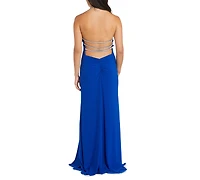 Morgan & Company Juniors' Embellished-Strap Jersey Gown