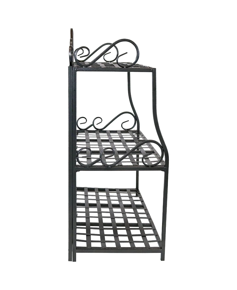 3-Tier Metal Iron Plant Stand with Scroll Design