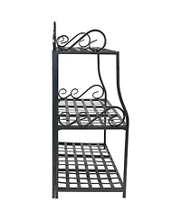 3-Tier Metal Iron Plant Stand with Scroll Design