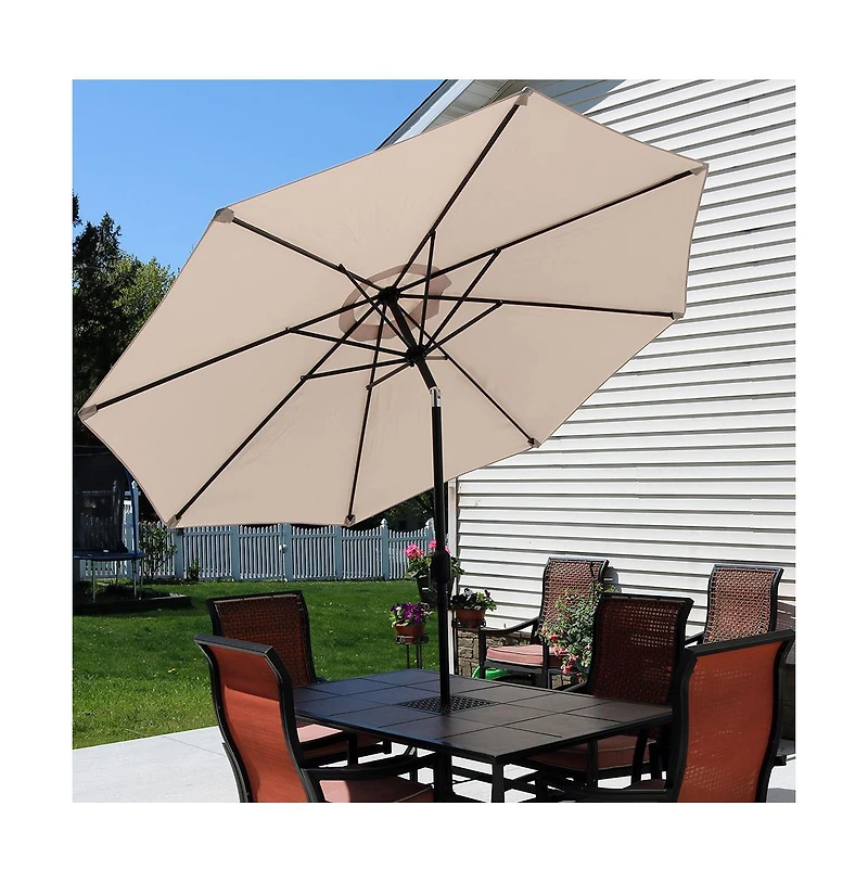 9-Foot Patio Umbrella - Push-Button Tilt and Crank Handle - Aluminum Pole and Polyester Shade Canopy