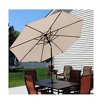 9-Foot Patio Umbrella - Push-Button Tilt and Crank Handle - Aluminum Pole and Polyester Shade Canopy