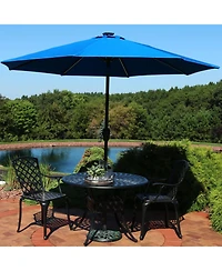 9-Foot Sunbrella Tilting Patio Umbrella with Solar Led Light Bars - Pacific Blue