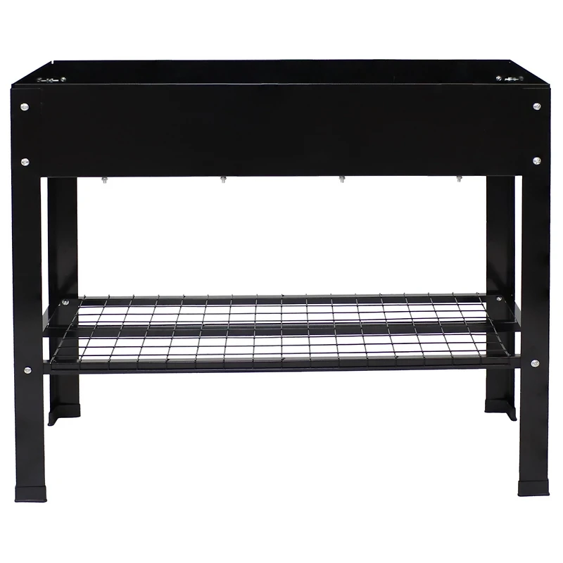 Hot Dip Galvanized Steel Raised Garden Bed with Mesh Shelf - Set of 2