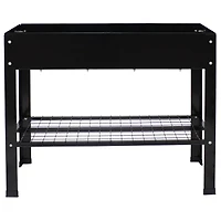Hot Dip Galvanized Steel Raised Garden Bed with Mesh Shelf - Set of 2