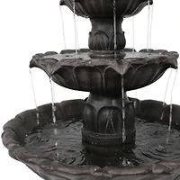 46"H Electric Polystone 3-Tier Classic Tulip Outdoor Water Fountain