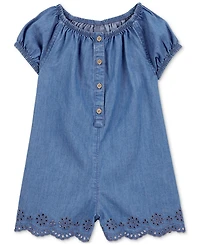 Carter's Toddler Girls Button-Front Cotton Chambray Romper