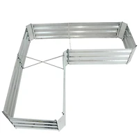 Outdoor Galvanized Steel L-Shaped Raised Garden Bed for Plants, Vegetables, and Flowers - 59.5"