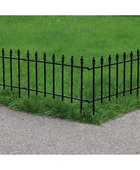 Roman Decorative Garden Fence Panels - Iron Border Fence - 22” W x 18” H Per Panel - Black - Set of 5 - 9' Length