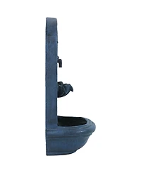Seaside 27-Inch Solar Wall Water Fountain with Battery Backup - Lead Finish