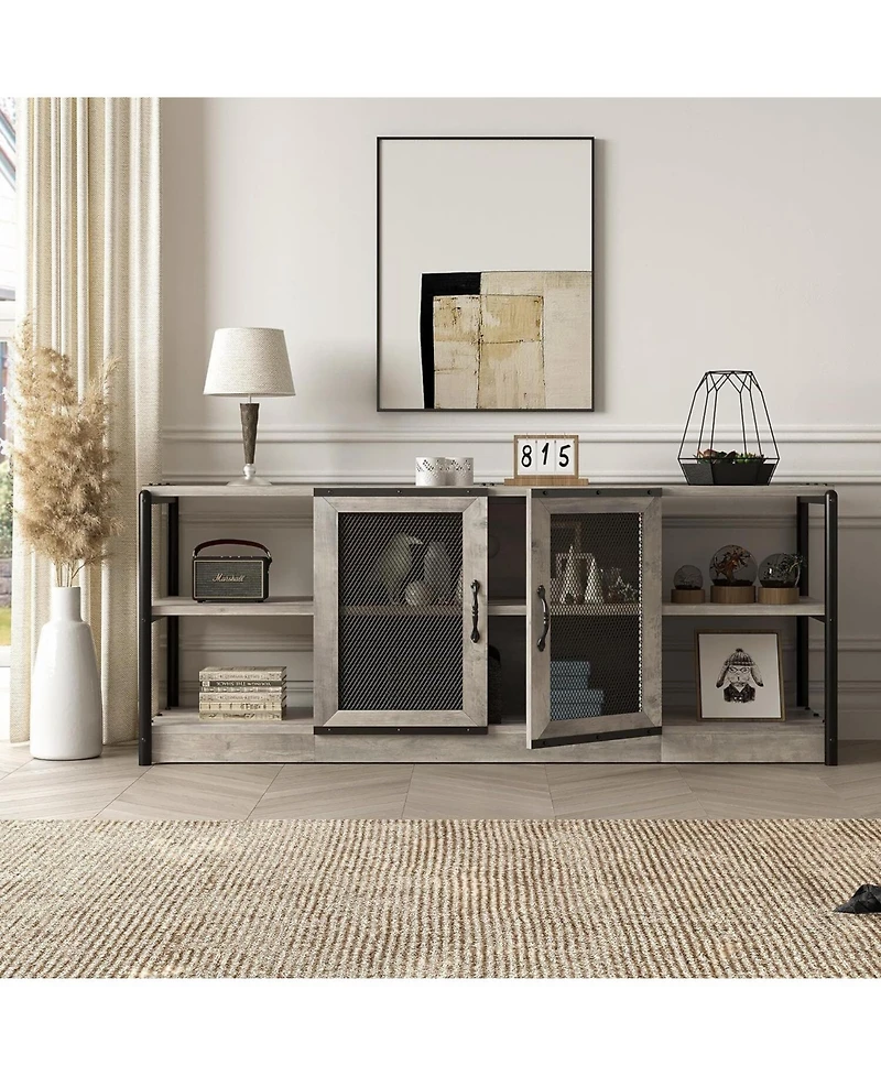 gaomon Tv Stand for 65+ Inch Tv, Industrial Entertainment Center Tv Media Console Cabinet