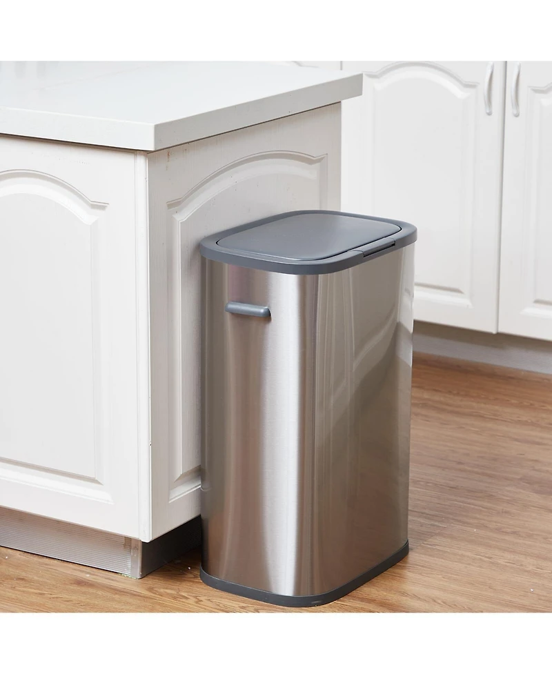 gaomon Trash Can, 55 L/14.5 Gallon Trash Can with Pop-Up Lid, Stainless Steel Kitchen Garbage Can