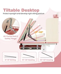 Gouun Kids Height Adjustable Children School Home Study Table and Chair Set with Tilted Desktop for 3-12 Years Old