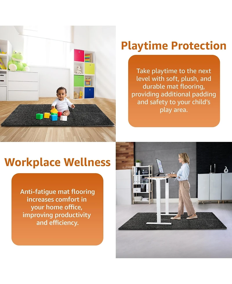 Sorbus 18 Interlocking Gym Floor Mat - 1/2" Thick Rubber Top High-Density Eva Foam (72 Sq Ft)