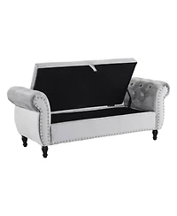 Velvet Storage Ottoman Bench with Pillow, Stylish Footrest and Hidden for Living Room, Bedroom, or Entryway-The Pop Home