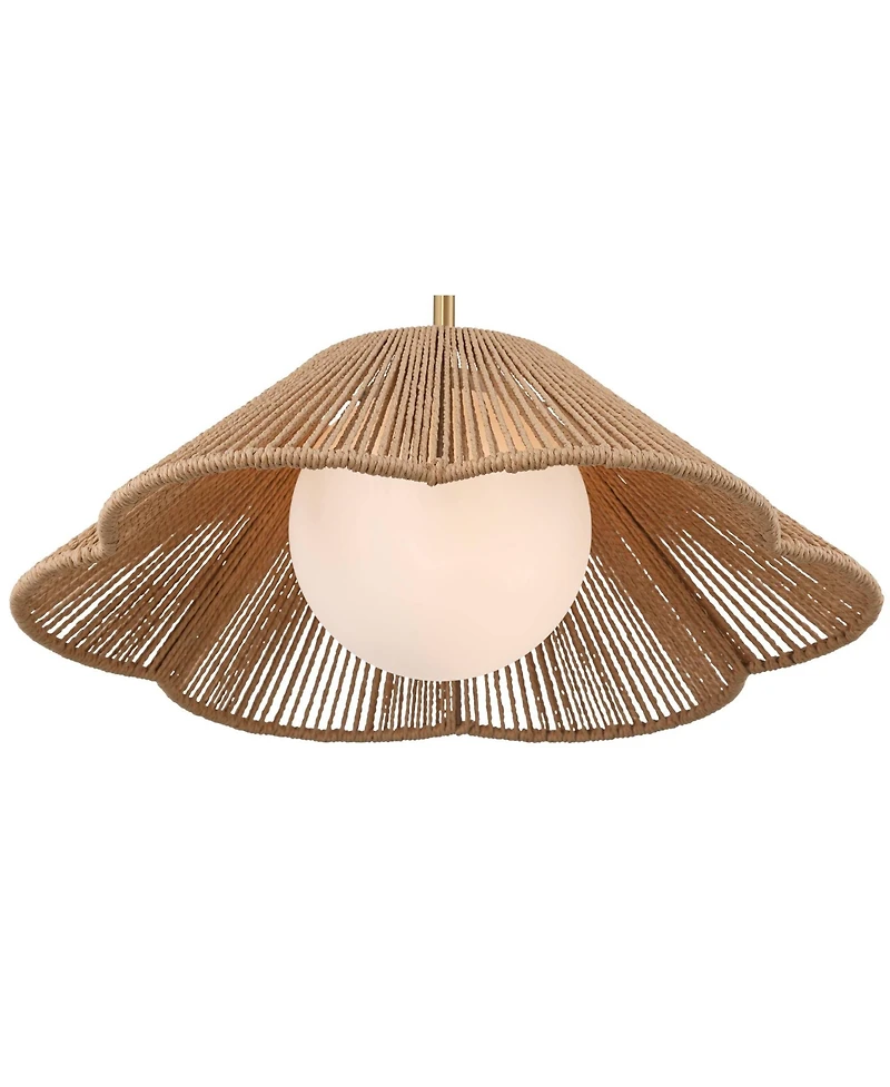 360 Lighting Mylinh 22 1/4" Modern Boho Cottage Pendant Ceiling Light Fixture Dining Room Over Table Kitchen Island Foyer Hanging Brass Finish Natural