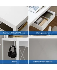 gaomon L Gaming Desk, 68" Home Office Desk with File Drawer & Power Outlet, Computer Corner Desk