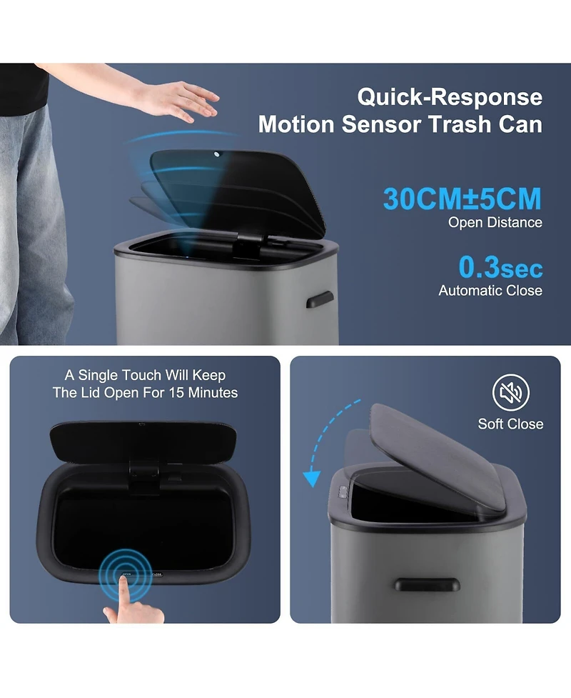 gaomon Automatic Trash Can with Lid,13 Gallon Smart Trash Can, 50L Motion Sensor Trash Can