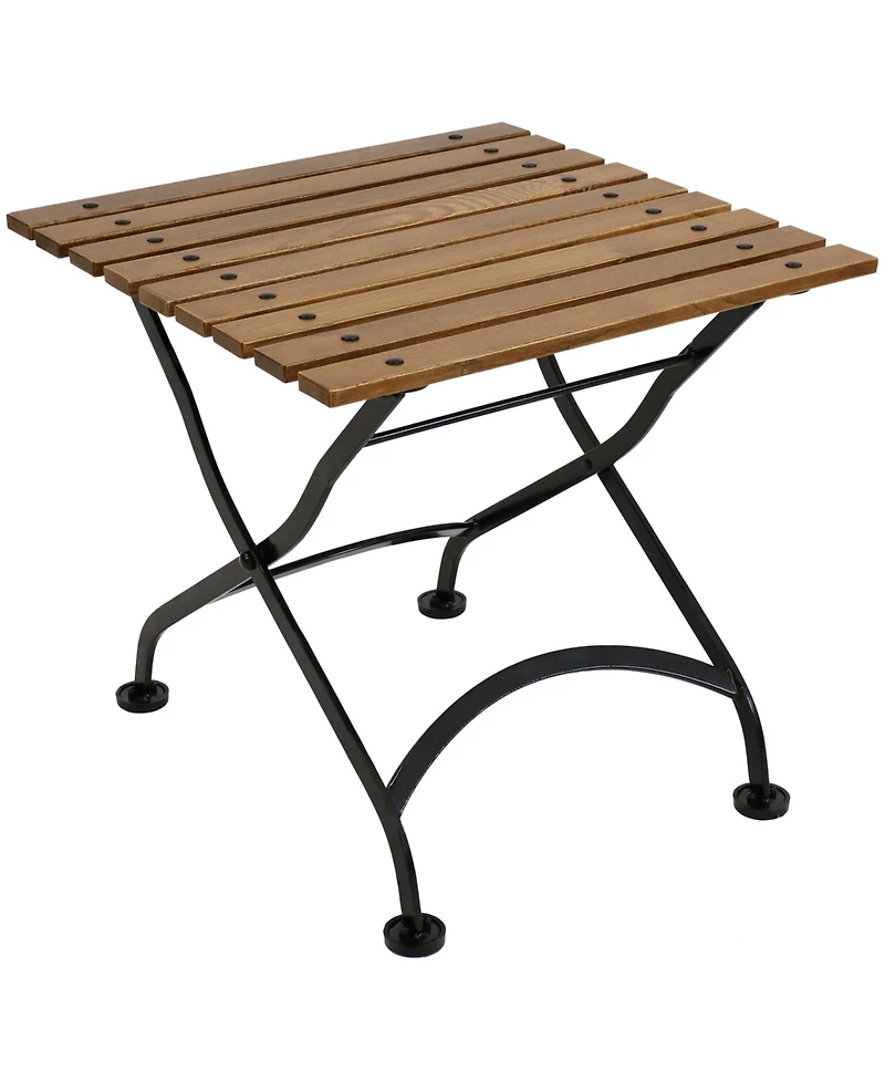 Chestnut Wood Folding Square Patio Accent Side Table - 20" - Brown