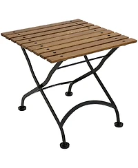 Chestnut Wood Folding Square Patio Accent Side Table - 20" - Brown