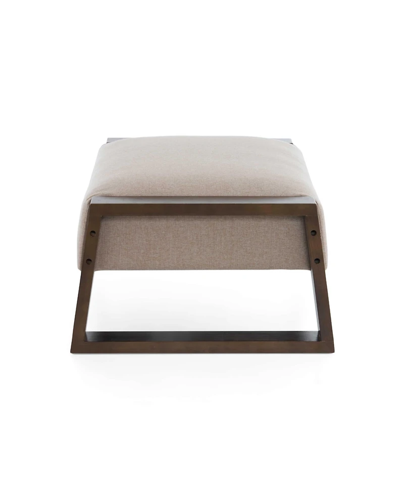 Vintage-Inspired Beige Ottoman with Wooden Legs, Stylish Footrest for Living Room, Bedroom, and Small Spaces-The Pop Home