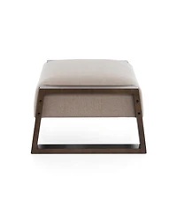 Vintage-Inspired Beige Ottoman with Wooden Legs, Stylish Footrest for Living Room, Bedroom, and Small Spaces-The Pop Home