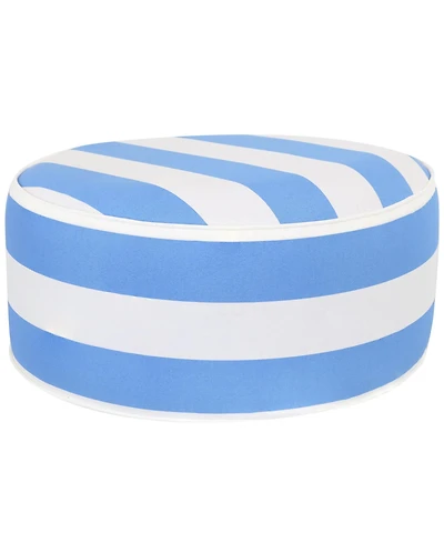 Outdoor All-Weather, Water-Resistant Inflatable Blow-Up Ottoman Pouf - Beach-Bound Stripe