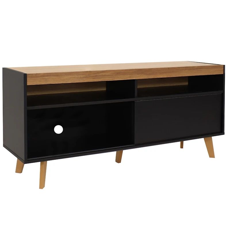 Indoor Mid-Century Modern Tv Stand Console with Storage Cabinet and Shelves for 58"