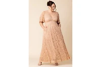 Kiyonna Plus Luminous Sequin Lace Evening Gown with Pockets