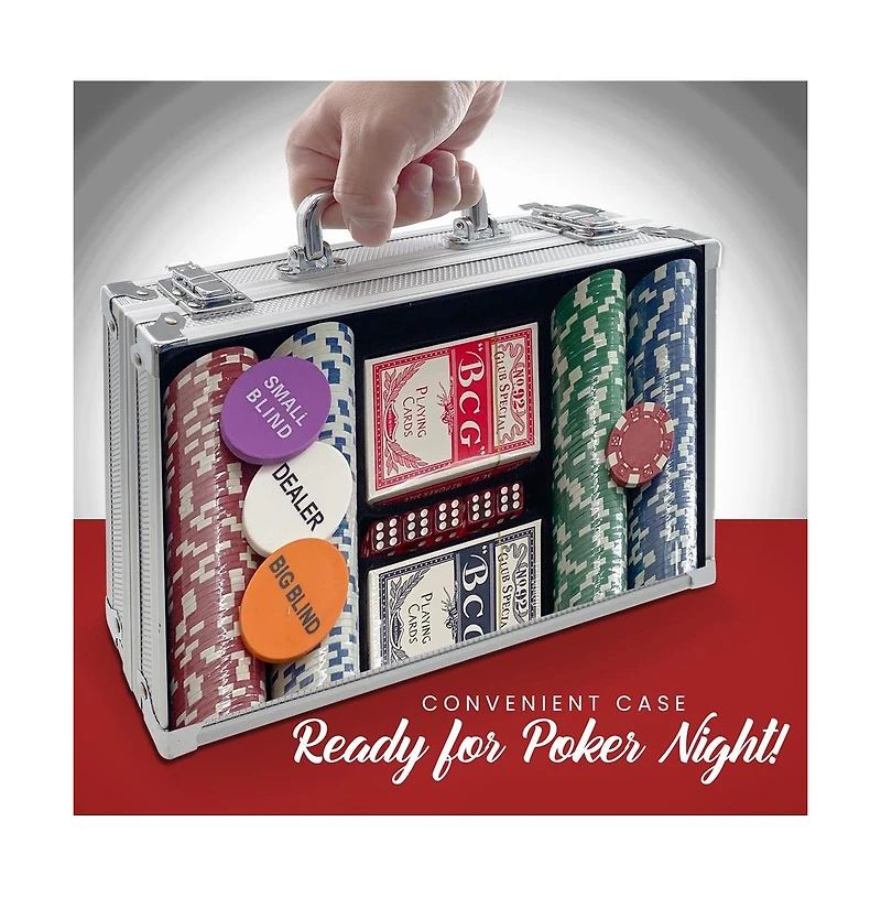 SereneLife Casino Poker Chip Set, 200 Pcs with Aluminum Carry Case